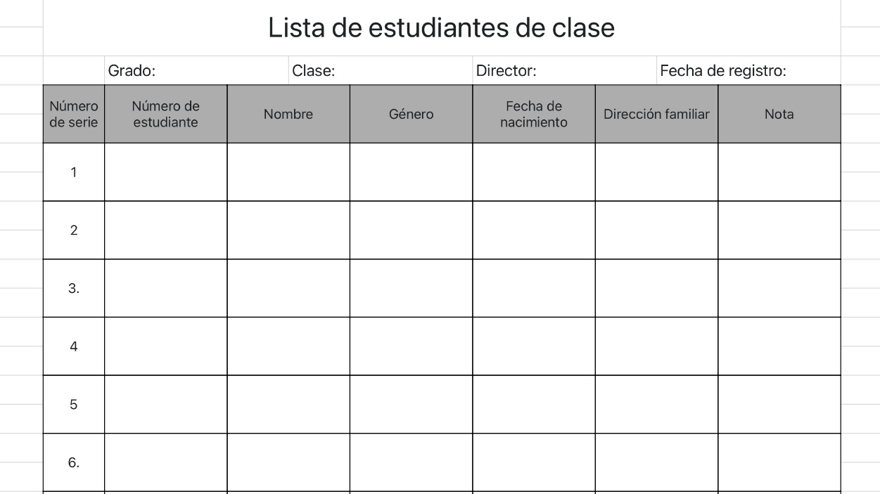 Lista de estudiantes de clase